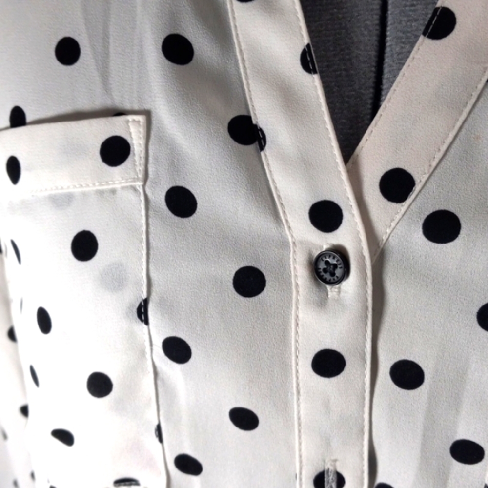EXPRESS The portfolio shirt ,Navy Poka-dotted Shirt with long Sleeves, Size S/P - Picture 6 of 8